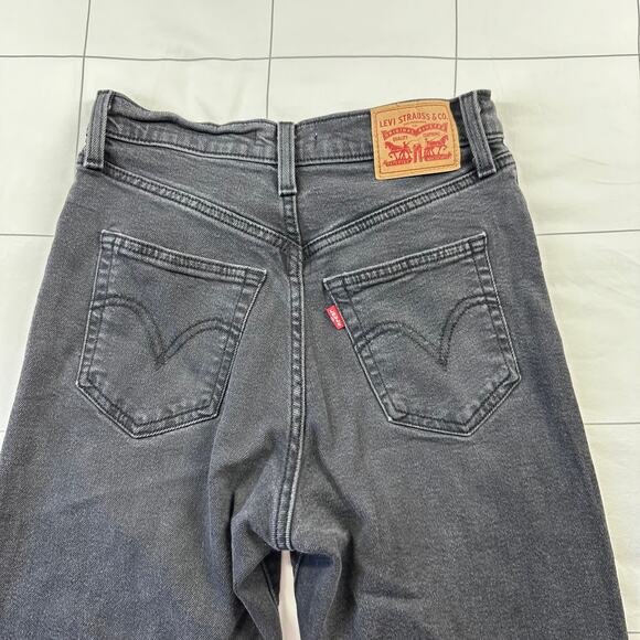 Levi’s Jeans Womens 26 Washed Black Ribcage Straight Ankle Button Fly High Rise - Picture 7 of 14